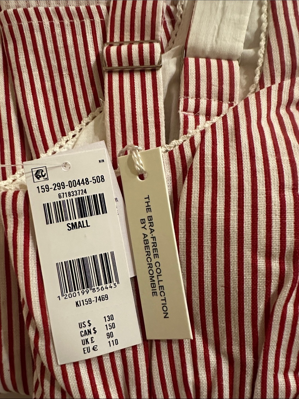 Abercrombie & Fitch Red and White Striped Midi Dress - Picture 3 of 9